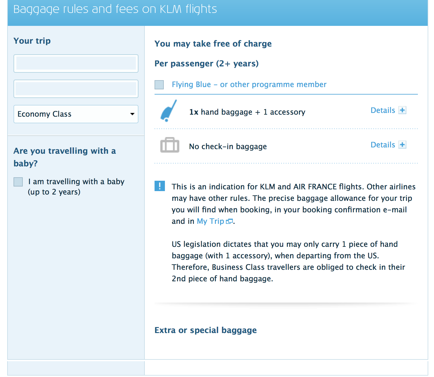 klm hand carry allowance